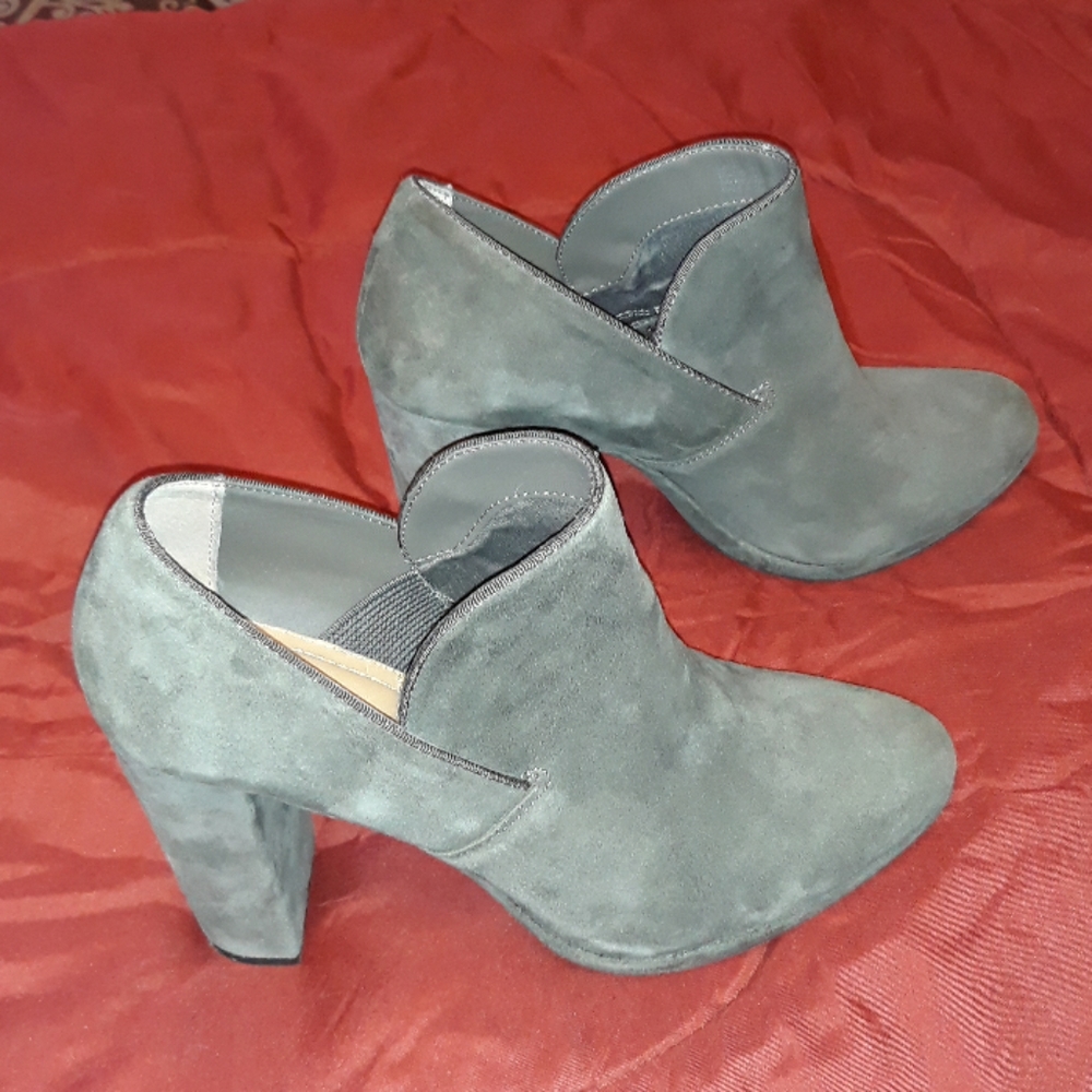 Gray Suede Heel Booties